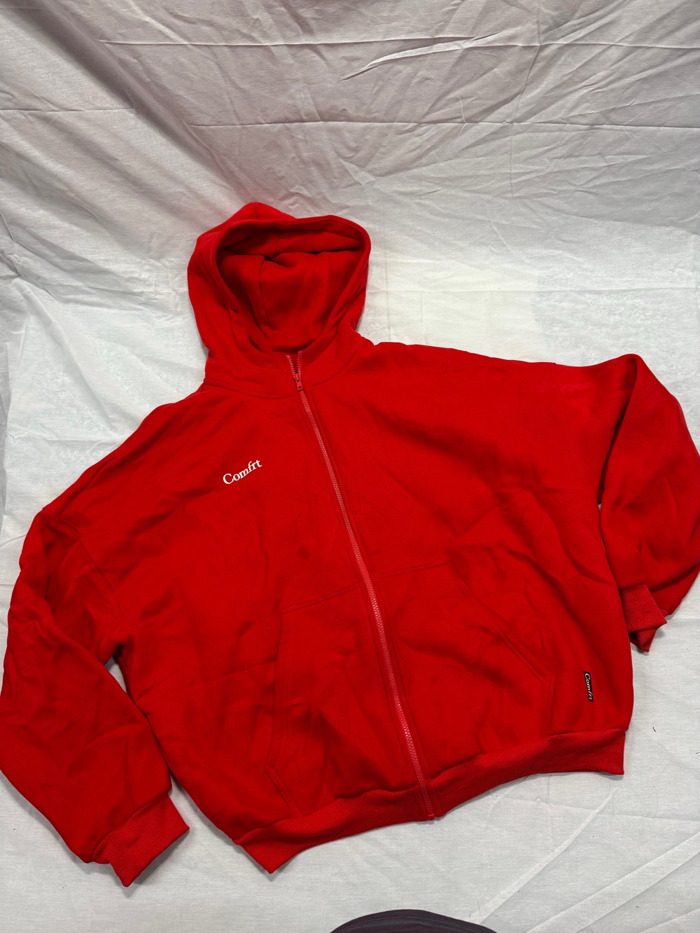 Comfrt Cloud Full Zip Hoodie Men's Red Size M Heavyweight Fleece Sweatshirt
